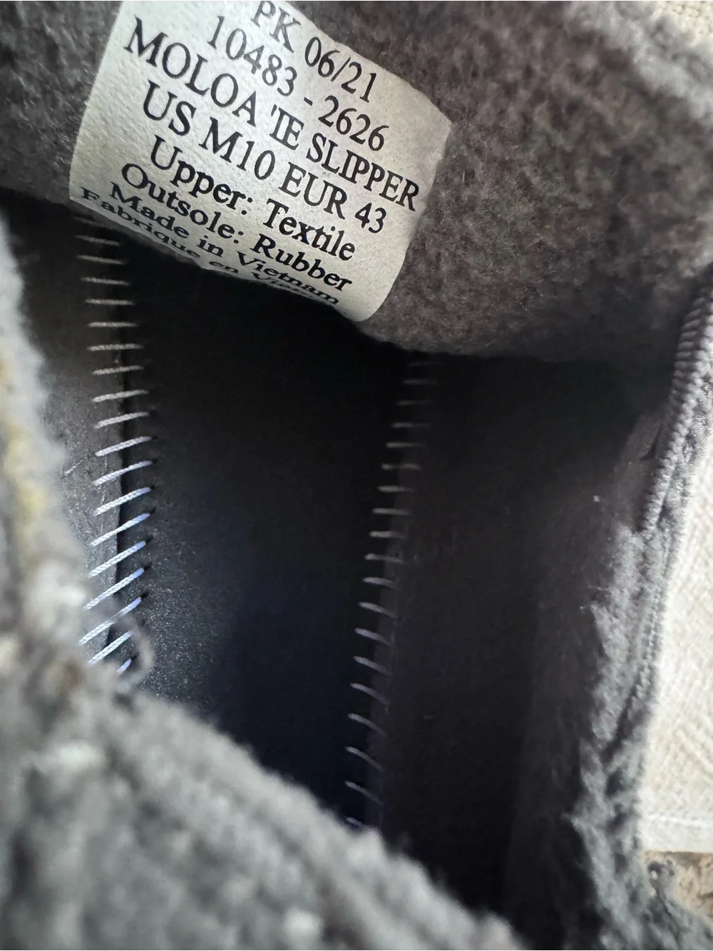 Olukai Men's Moloa 'Ie Corduroy Slipper Charcoal Gray Sz 10 Comfy